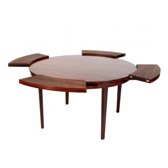 Dyrlund Circular dining table, model 'Flip-flap', rosewood