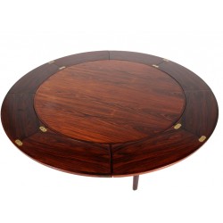 Dyrlund Circular dining table, model 'Flip-flap', rosewood Dyrlund Circular dining table, model 'Flip-flap', rosewood