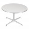 Arne Jacobsen sofabord med hvid laminat med metal kant Ø: 75 cm