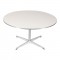 Arne Jacobsen sofabord med hvid laminat med metal kant Ø: 90 cm