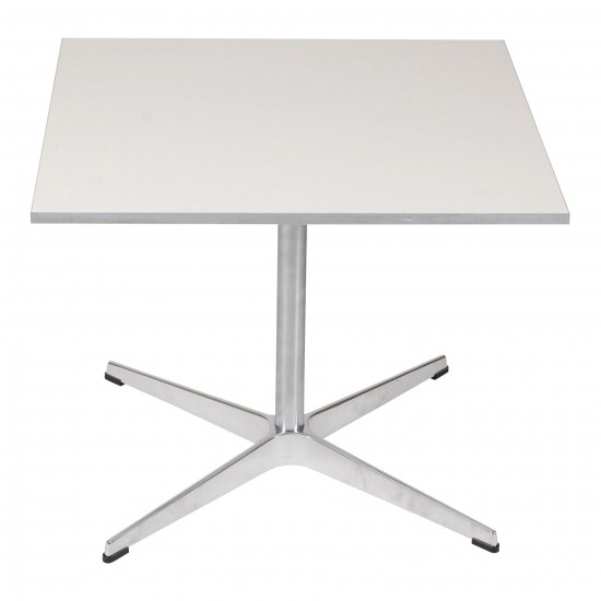 Arne Jacobsen white laminated coffee table with a metal border 60 x 60 cm