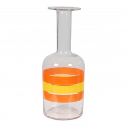 Otto Brauer/Holmegaard Clear glass vase with yellow/orange stripes H: 25 Otto Brauer/Holmegaard Clear glass vase with yellow/orange stripes H: 25