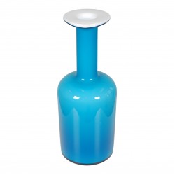 Otto Brauer/Holmegaard Blue glass vase H: 25 Otto Brauer/Holmegaard Blue glass vase H: 25