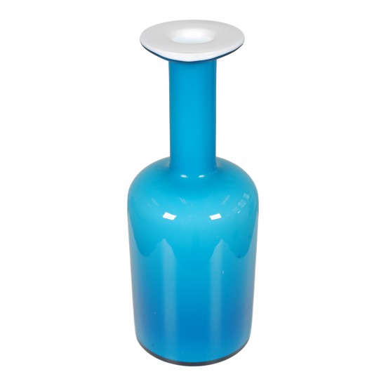 Otto Brauer/Holmegaard Vase af blåt glas H: 25