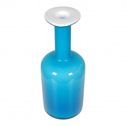 Otto Brauer/Holmegaard Blue glass vase H: 25 Otto Brauer/Holmegaard Blue glass vase H: 25