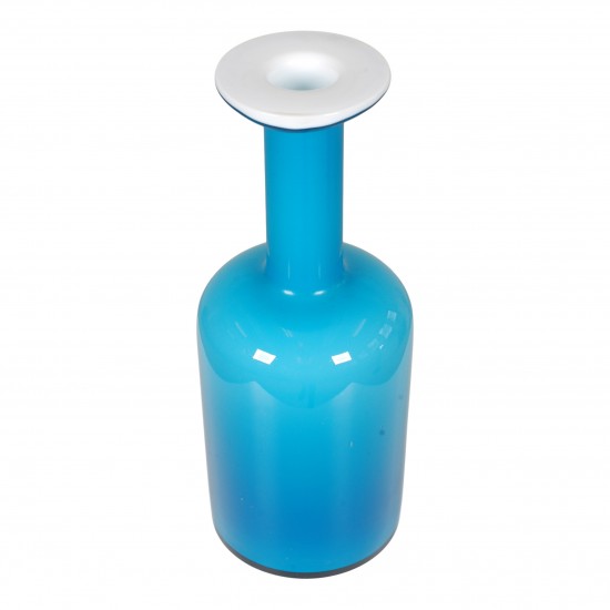 Otto Brauer/Holmegaard Vase af blåt glas H: 25