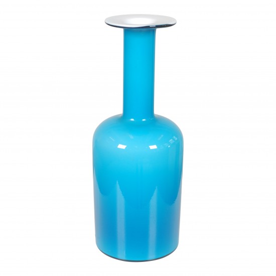 Otto Brauer/Holmegaard Vase af blåt glas H: 25