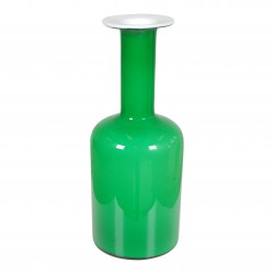 Otto Brauer/Holmegaard Green glass vase H: 31 Otto Brauer/Holmegaard Green glass vase H: 31
