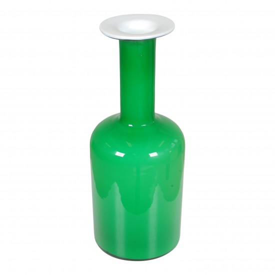 Otto Brauer/Holmegaard Vase af grønt glas H: 31