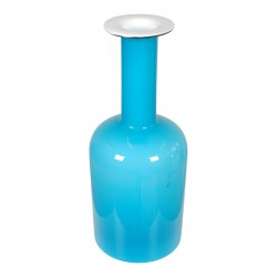 Otto Brauer/Holmegaard Blue glass vase H: 43 Otto Brauer/Holmegaard Blue glass vase H: 43