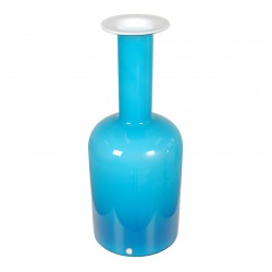 Otto Brauer/Holmegaard Blue glass vase H: 43 Otto Brauer/Holmegaard Blue glass vase H: 43