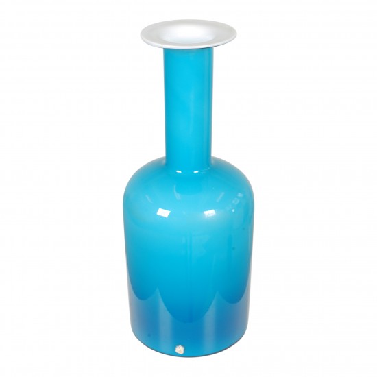 Otto Brauer/Holmegaard Vase af blåt glas H: 43