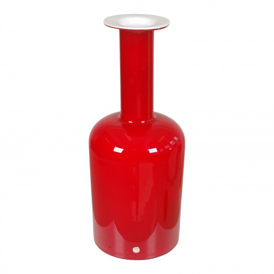 Otto Brauer/Holmegaard Vase af rødt glas H: 51