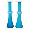 Holmegaard vases of blue glass and with white colored inside H: 31,5