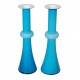 Holmegaard vases of blue glass and with white colored inside H: 31,5