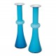 Holmegaard vases of blue glass and with white colored inside H: 31,5