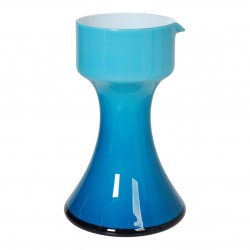 Holmegaard pitcher of blue glass and a white inside H: 20,5 Holmegaard pitcher of blue glass and a white inside H: 20,5