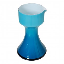 Holmegaard pitcher of blue glass and a white inside H: 20,5 Holmegaard pitcher of blue glass and a white inside H: 20,5