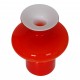 Holmegaard red glass vase with a white inside H: 16