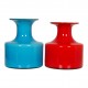 Holmegaard sæt af vaser af blåt og rødt glas H:10-13