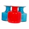Holmegaard set of vases of blue and red glass H: 10-11