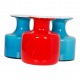 Holmegaard set of vases of blue and red glass H: 10-11