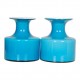 Holmegaard set of vases of blue and red glass H: 10-11