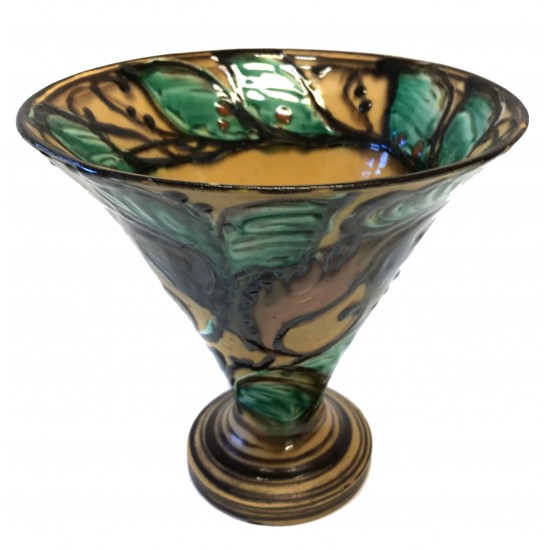 Herman A Kähler vase of glazed ceramics, marked HAK, 1920s, H: 17 cm/Ø: 18 cm