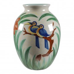 Knapstrup hand painted vase, stamped at the bottom, H: 40