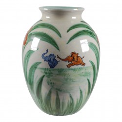 Knapstrup hand painted vase, stamped at the bottom, H: 40
