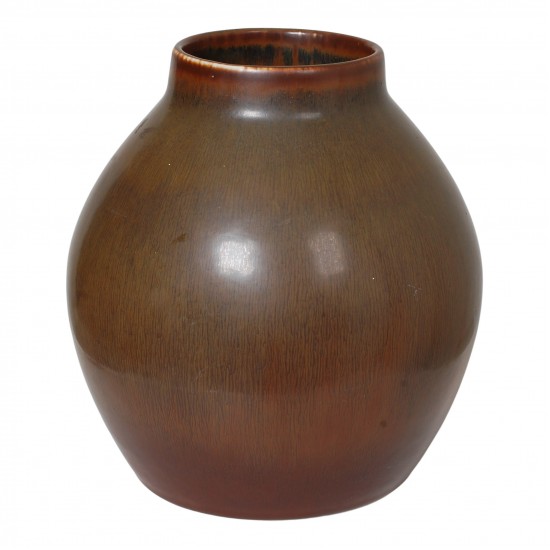 Carl Harry Stålhane, Rörstrand vase with semi matte brown hare's fur glaze H: 21 Carl Harry Stålhane, Rörstrand vase with semi matte brown hare's fur glaze H: 21