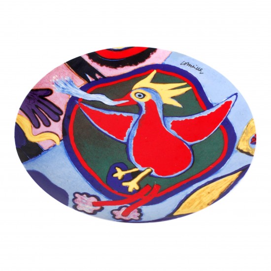 Corneille: Komposition med rød fugl, sign, cd