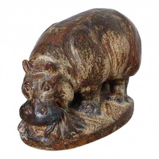 Knud Kyhn Hippo, Royal Copenhagen, stamped, sung glaze