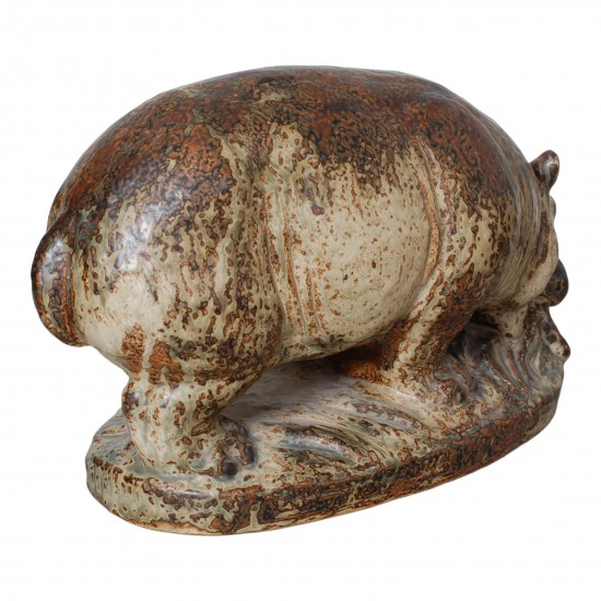 Knud Kyhn Hippo, Royal Copenhagen, stamped, sung glaze