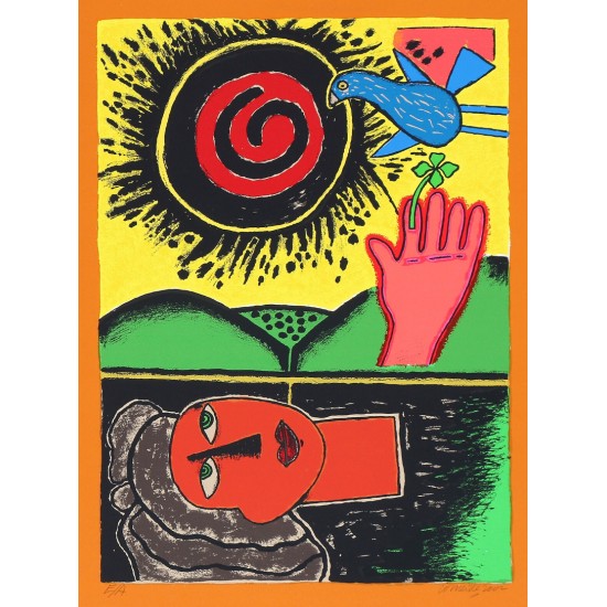 Corneille: Komposition, sign, 2002, E/A Litografi i farver, cd