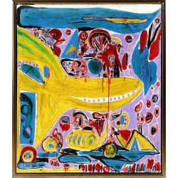 Jørgen Nash: "Mordet på Walt Disney" Signeret Nash 66, olie på lærred 116 x 100, cd Jørgen Nash: "Mordet på Walt Disney" Signeret Nash 66, olie på lærred 116 x 100, cd