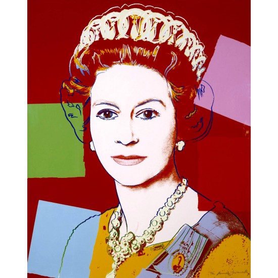 Andy Warhol 1928-1987 cd Queen Elisabeth; Litografisk tryk med signatur i tryk