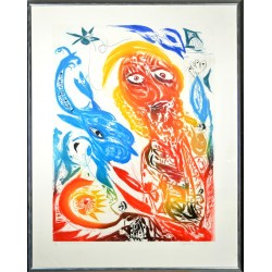 Carl-Henning Pedersen Kobbertryk Le Rêve de la licorne, farve aquatinte, 12/60 Carl-Henning Pedersen Kobbertryk Le Rêve de la licorne, farve aquatinte, 12/60