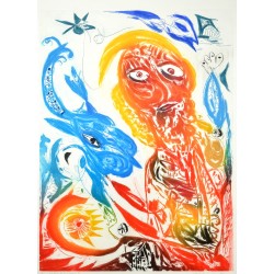 Carl-Henning Pedersen Kobbertryk Le Rêve de la licorne, farve aquatinte, 12/60 Carl-Henning Pedersen Kobbertryk Le Rêve de la licorne, farve aquatinte, 12/60