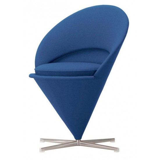Verner Panton 1926-1998 Stol, Cone Chair / Kræmmerhusstolen, fuldpolstret med blåt 'Hallingdal' uld 