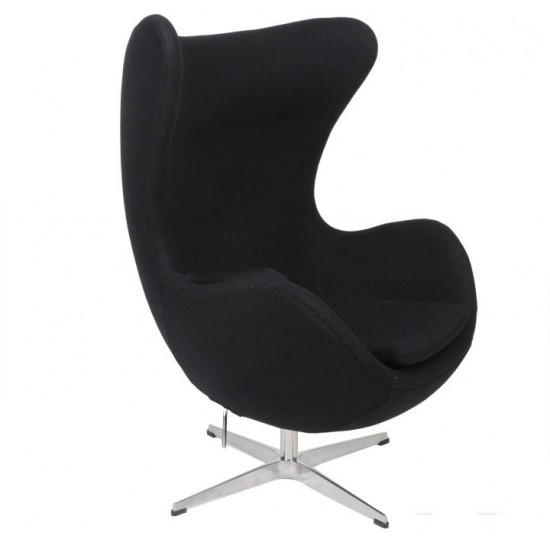 Arne Jacobsen Egg with black Christianshavn fabric, brown label 