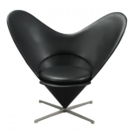 Verner Panton Heart Cone chair with black leather