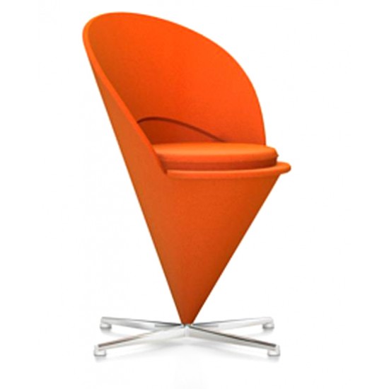 Verner Panton 1926-1998 Stol, Cone Chair / Kræmmerhusstolen, fuldpolstret med orange 'Hallingdal' uld 