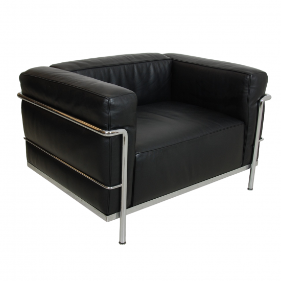 Le Corbusier LC-3 lænestol i sort læder
