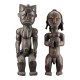 Set of African wooden figures, man and woman from Gabon