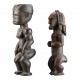 Set of African wooden figures, man and woman from Gabon