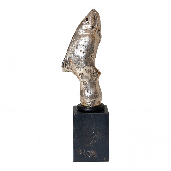 Bernhard Lipsøe Forsølvet Bronze skulptur af en fisk H: 12