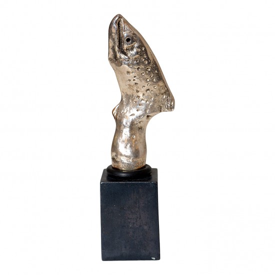 Bernhard Lipsøe Silver-plated Bronze fish sculpture H: 12