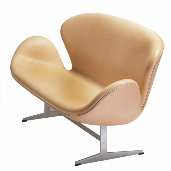 Arne Jacobsen Svane sofa, nypolstret i natur læder