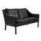 Børge Mogensen 2 pers Sofa, Model 2208, newly upholstered with black bison leather